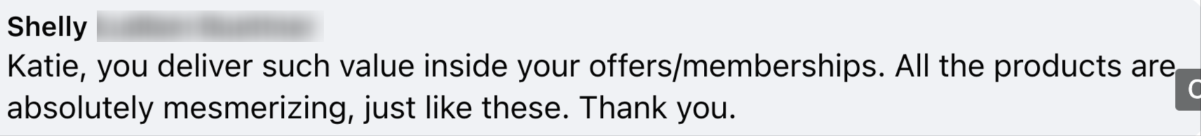 Customer testimonial from Shelly